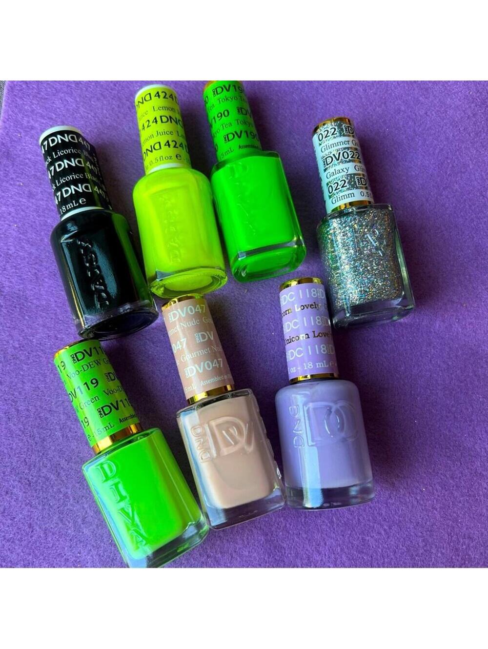 🆕 NEW 7 x DND REGULAR Nail Polish Nude Neon Set Metallic Silver Glitter Yellow